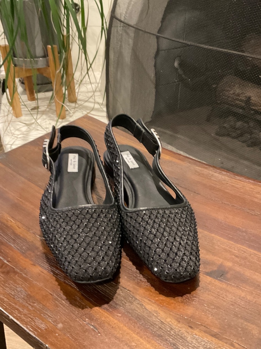 Rag and Bone Astra Slingback Flat black rhinestone size EU 36/ US 5.5